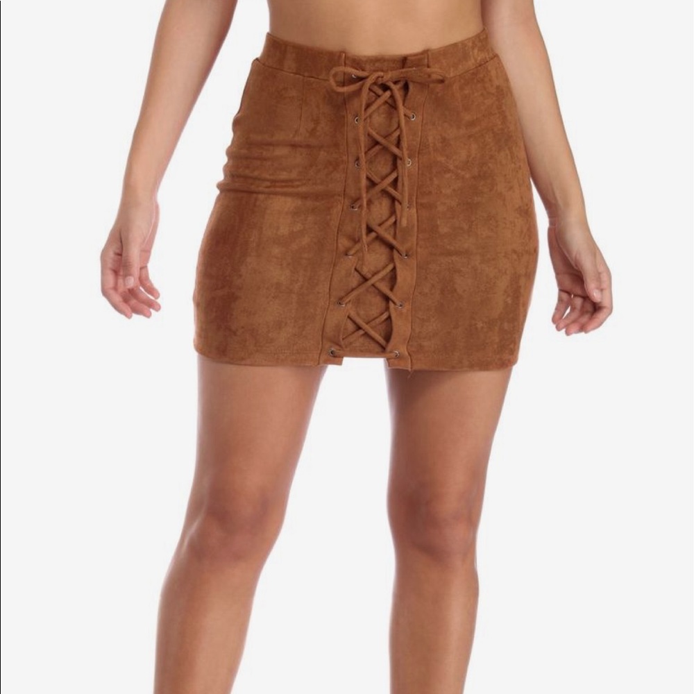 Windsor brown lace up skirt